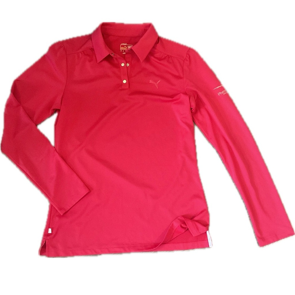 Puma  Dry cell Fuchsia Sporty Collared Long Sleeve Golf Top.